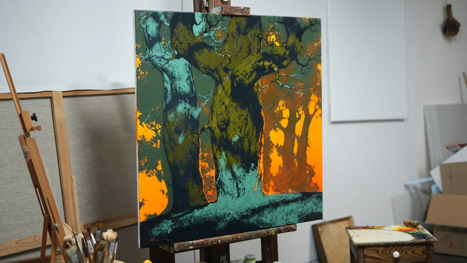 Image of Forest Light   by Artem Rohovyi, size: 100x100, made of Oil, canvas, , Painting medium, from Kharkiv, priced at €3000 Photo 5 of 5.
