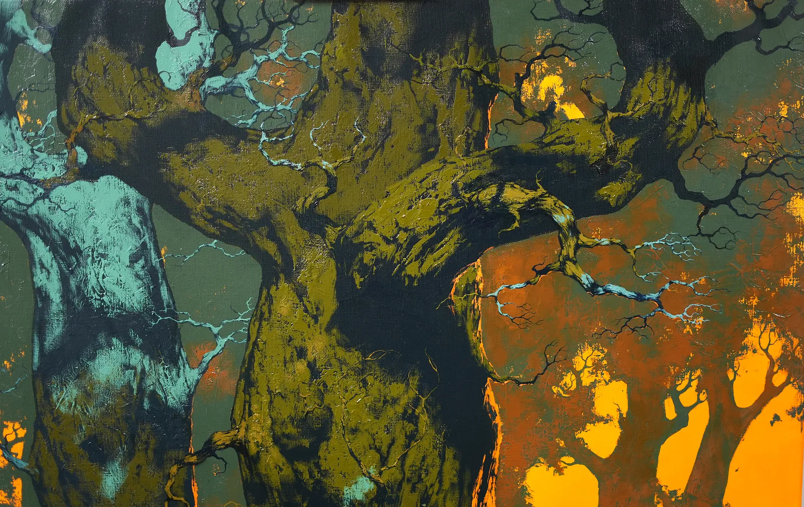 Image of Forest Light   by Artem Rohovyi, size: 100x100, made of Oil, canvas, , Painting medium, from Kharkiv, priced at €3000 Photo 4 of 5.