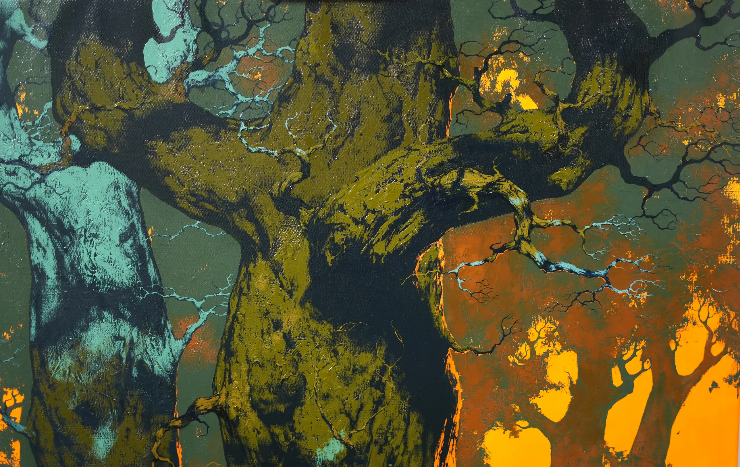 Image of Forest Light   by Artem Rohovyi, size: 100x100, made of Oil, canvas, , Painting medium, from Kharkiv, priced at €3000 Photo 4 of 5.