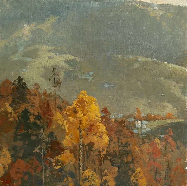 Image of Carpathian landscape 8 by Artem Rohovyi, size: 40x40 cm, made of Oil, canvas, Painting medium, from Kharkiv, priced at $800 Photo 1 of 2.